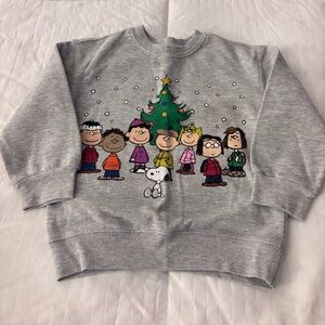 Peanuts Gray Kids Sweatshirt with Christmas Tree and Characters